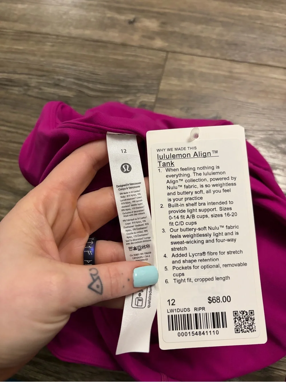NWT Lululemon Align Tank Top (Ripened Raspberry) Size 12